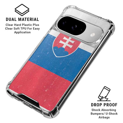 Slovakia Flag Distressed Google Pixel 10 Clear Case